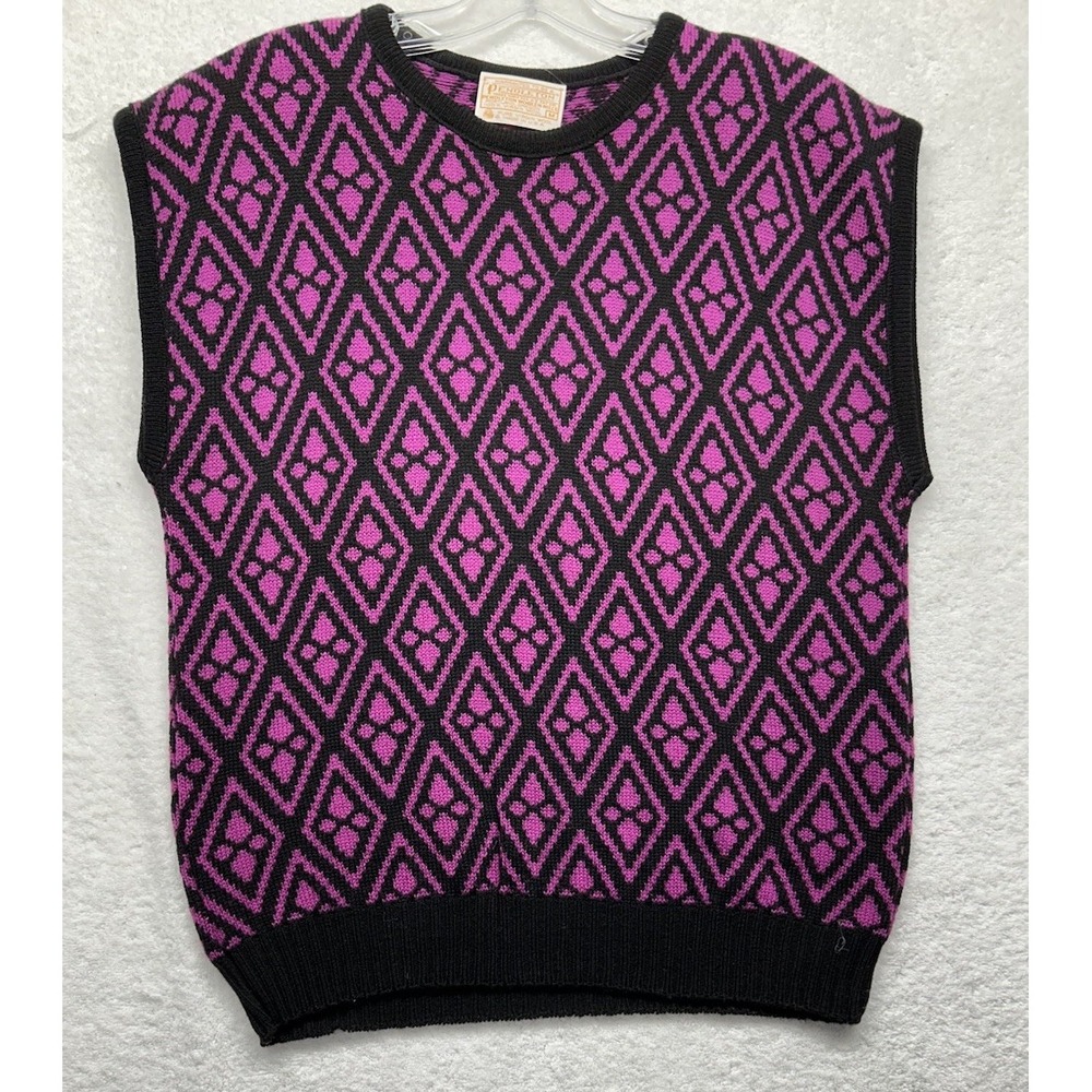 Pendelton Womens Size M Purple Sleeveless Made in USA Wool Sweater (T1)
